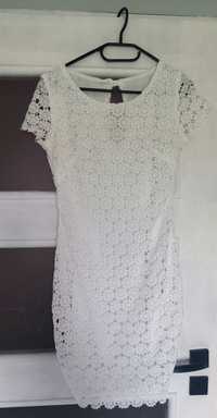 Sukienka elegancka biała na komunię ażurowa koronką S 36 Atmaze