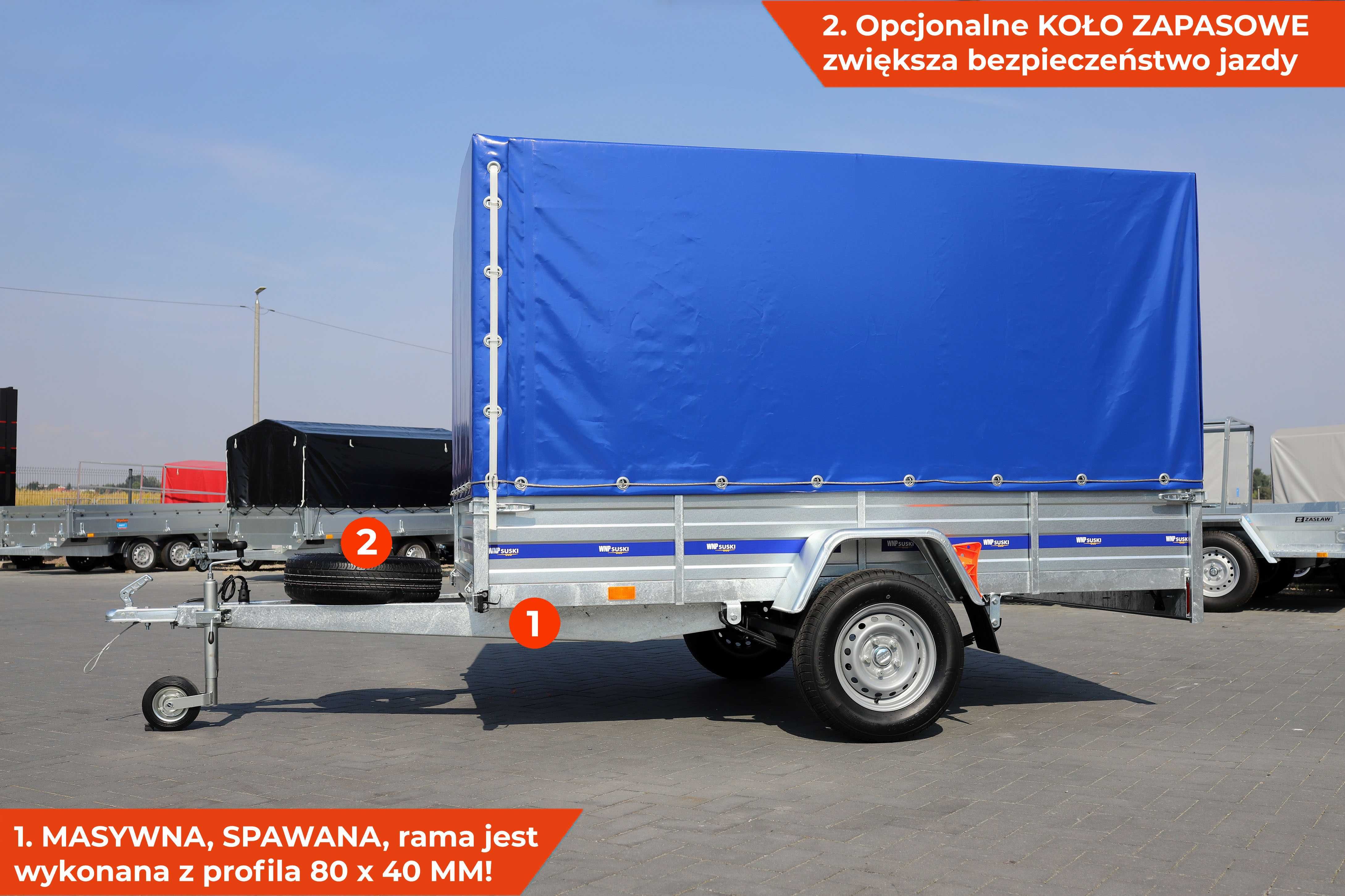 przyczepka z plandeką 120cm SUSKI 265 x 150 x 38 na resorach ŻUK G75S1
