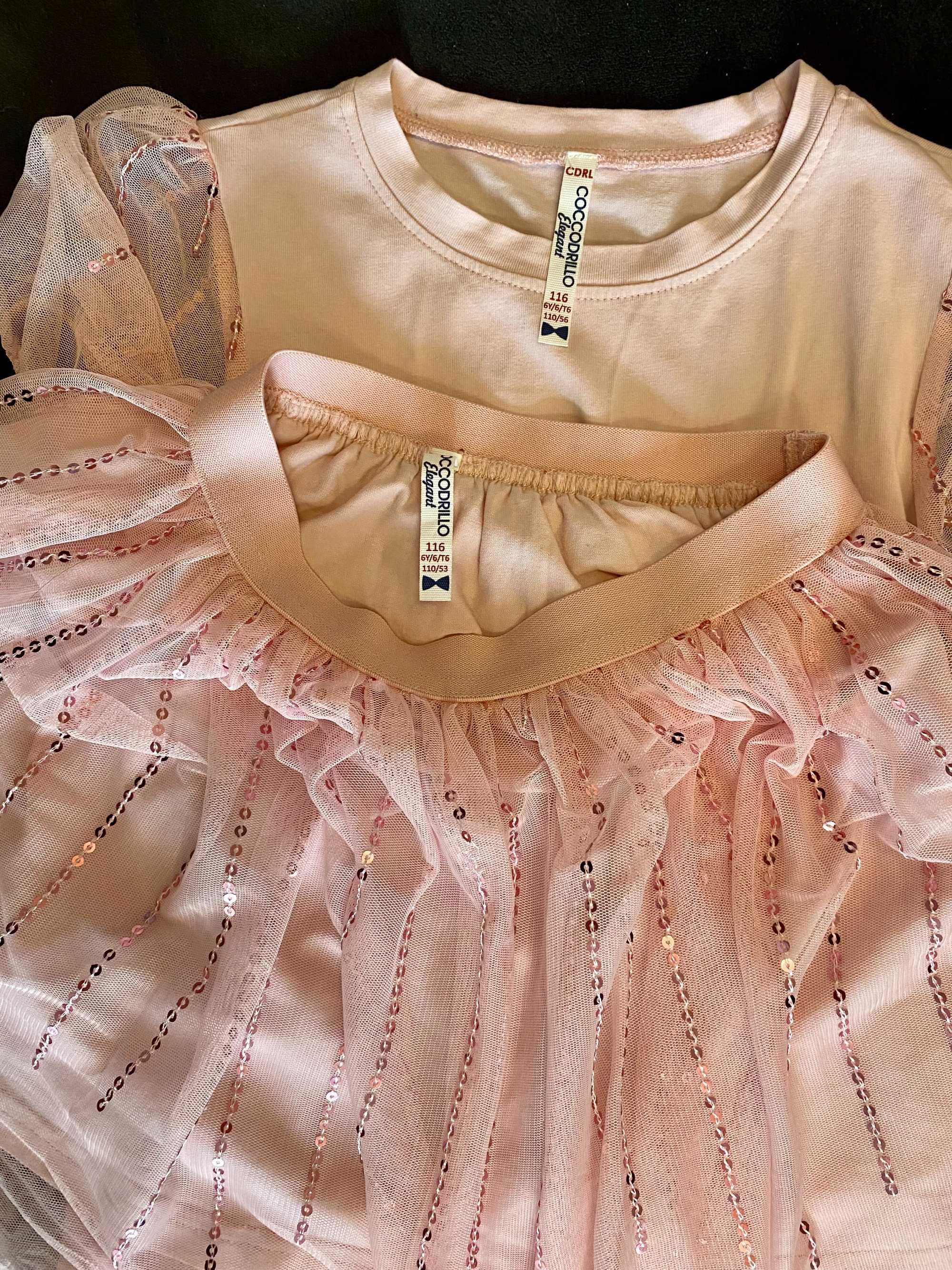 Różowa spódniczka i bluzeczka Coccodrillo 116