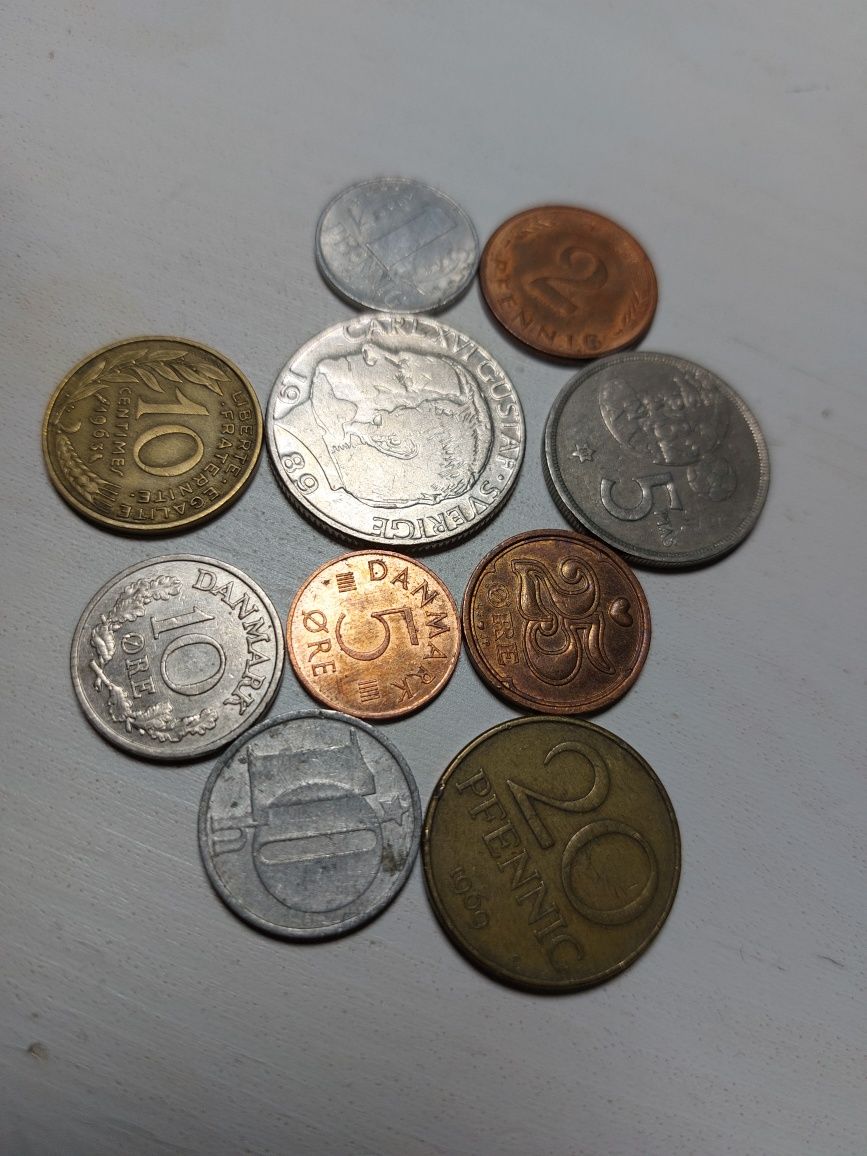 Zestaw zbiór monet kolekcja różne monety obiegowe