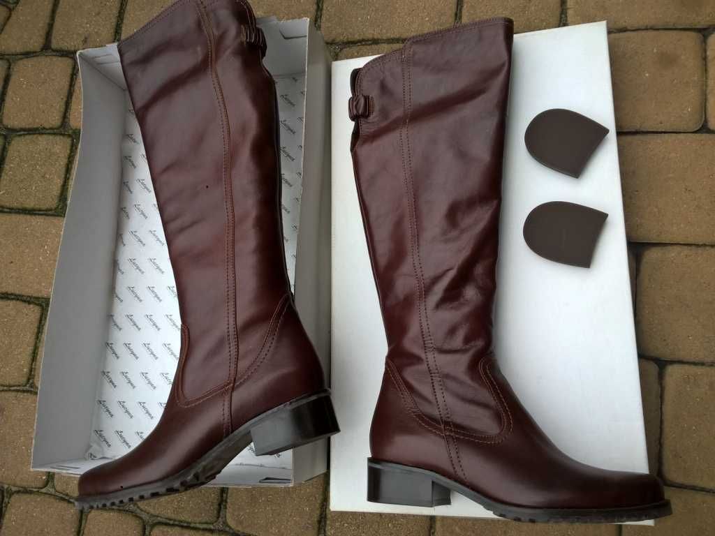 NOWE Buty-Kozaki damskie OFICERKI37 Natural skóra100% BRĄZ I-Klasa Gw6