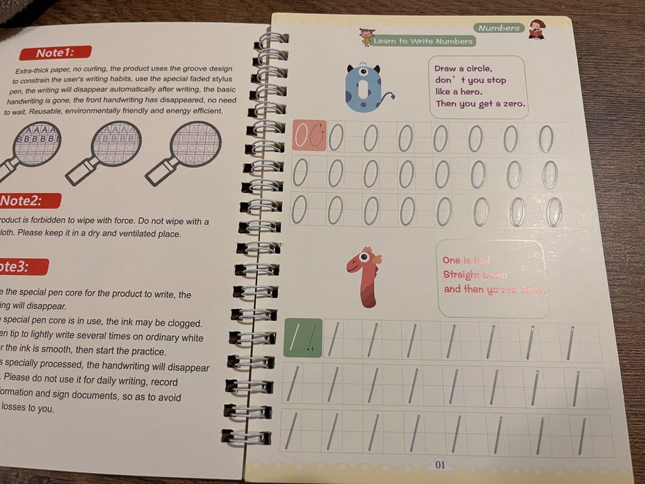 Nauka pisania cyferek dla dzieci 3+, magiczny długopis