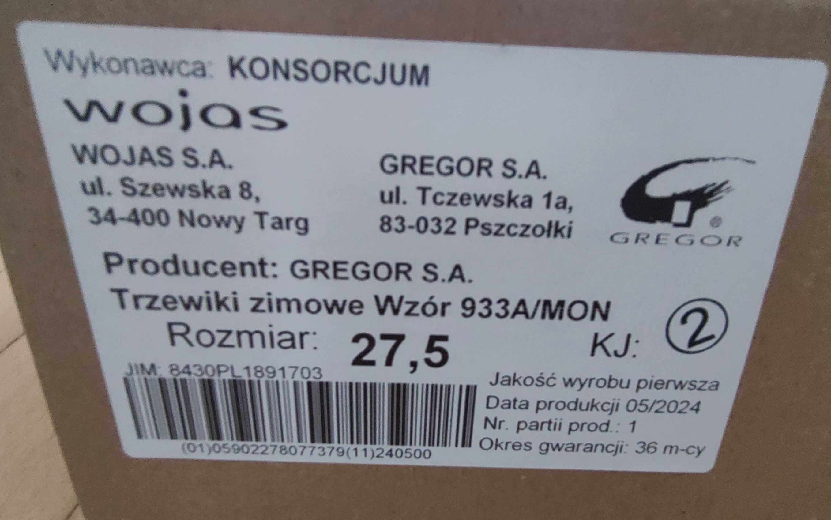 Trzewiki zimowe wz. 933A/MON rozm. 27,5 Wojas