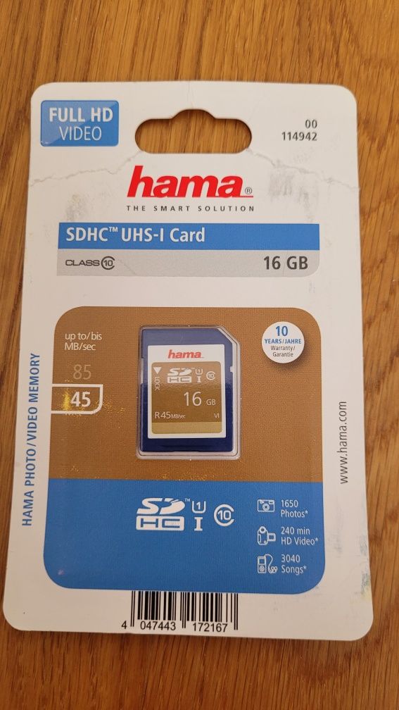 Karta pamięci Hama szybka SDHC 16gb NOWA