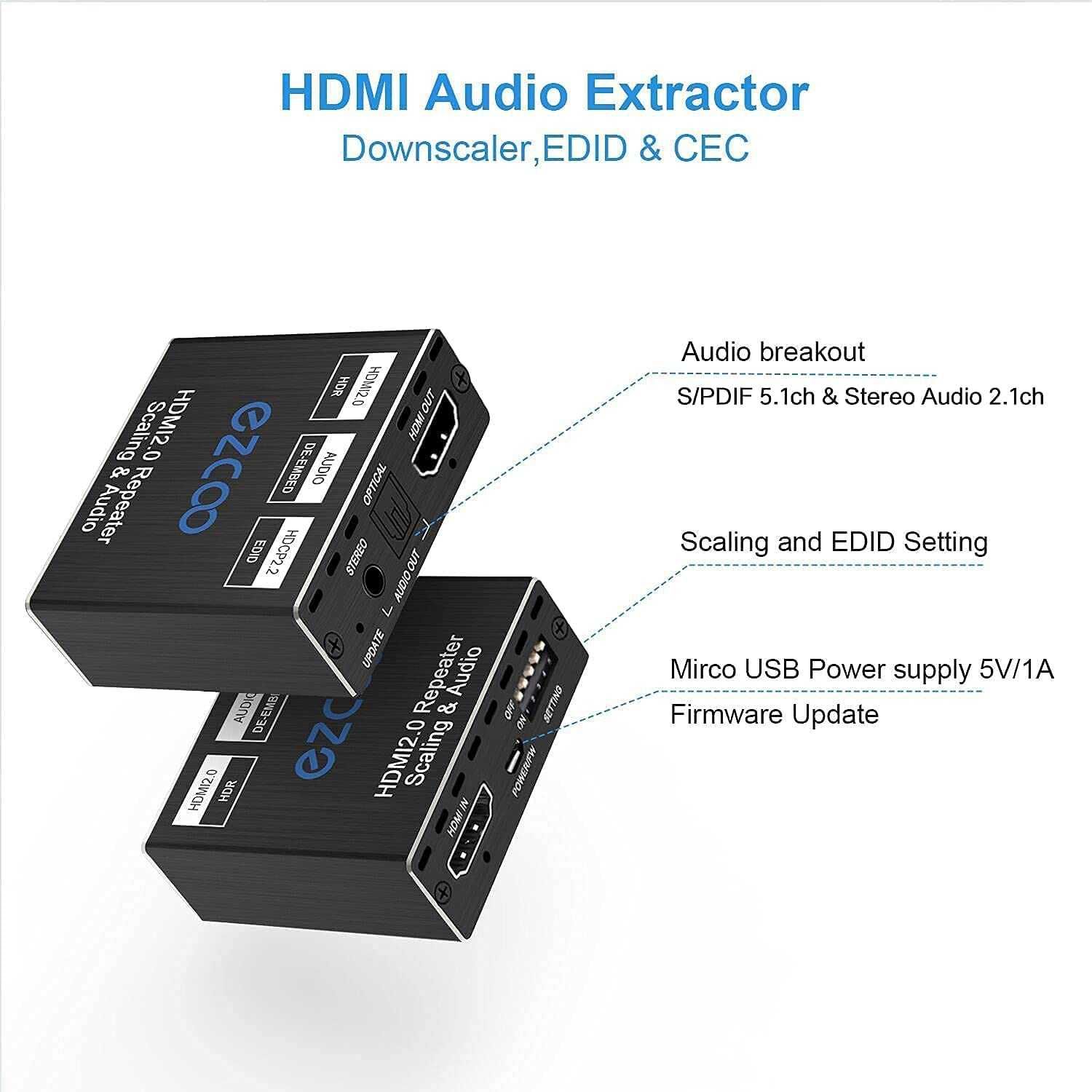 HDMI 2.0 Audio Extractor 4K 60Hz PS5 1080P 120Hz 4:4:4 HDCP