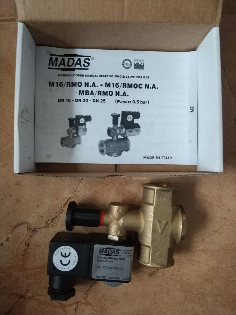 Электромагнитный клапан для природного газа 3/4 Madas. Италия
