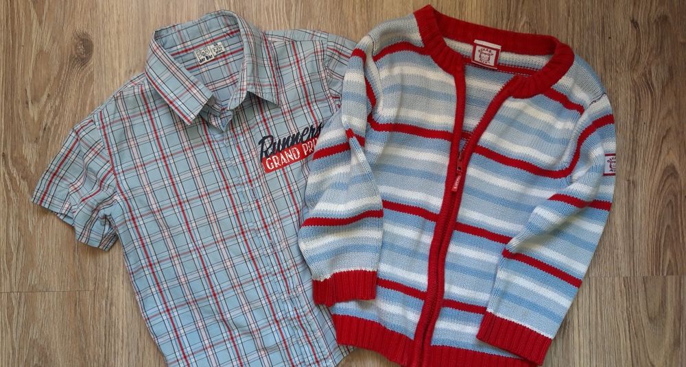 Sweter i niebieska koszula komplet r. 98
