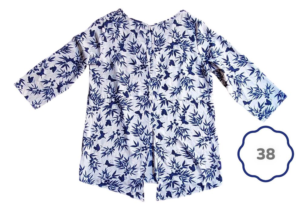 Blusa Bege e Azul Meia Manga Primark 38