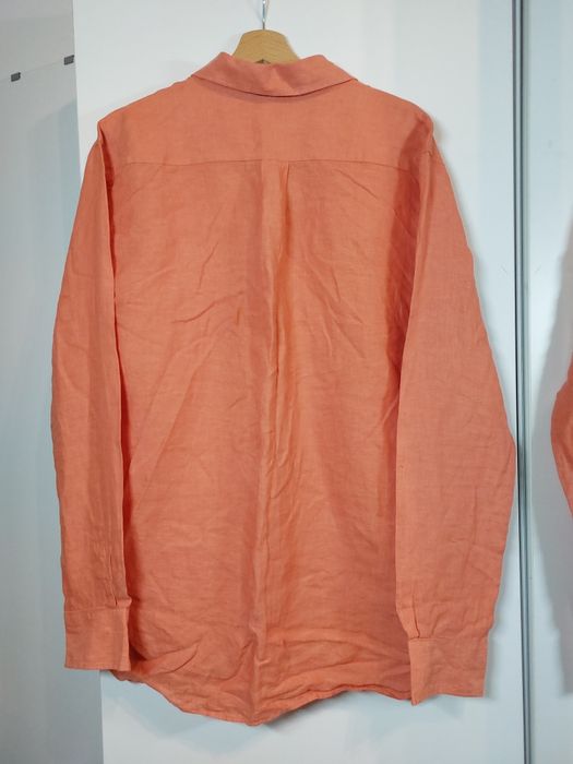 Lniana koszula springfield L pomarańczowa gładka koszula 100% len XL