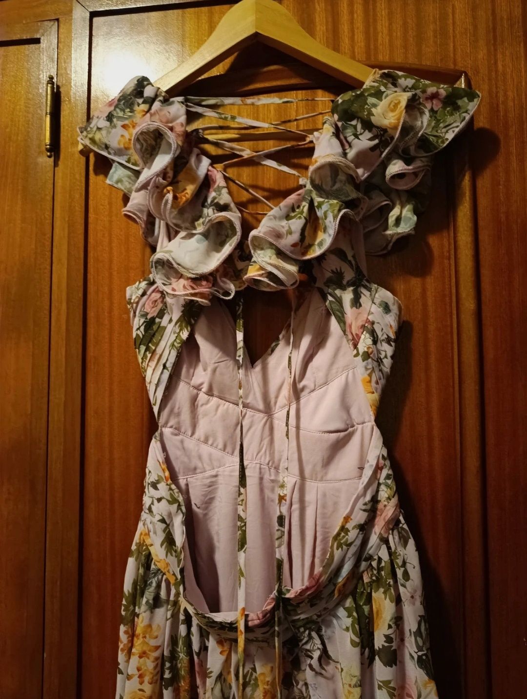 Vestido de cerimónia padrão floral