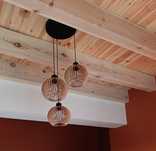 Lampa Wisząca Drewniana Loft Retro 3 Klosze Regulowana