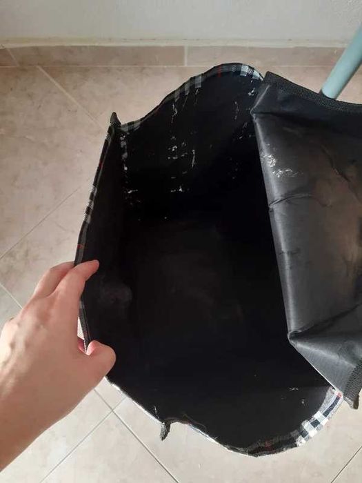 Carrinho para compras xadrez azul marinho