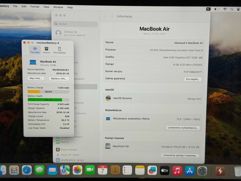 MacBook Air 13 2018 i5 8GB RAM 128GB SSD Gwarancja Super Stan