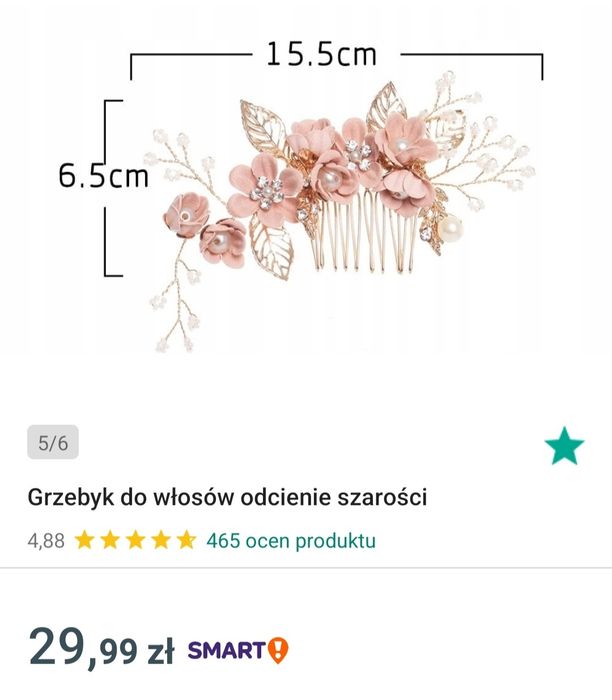 Piękny, różowy, grzebyk do włosów