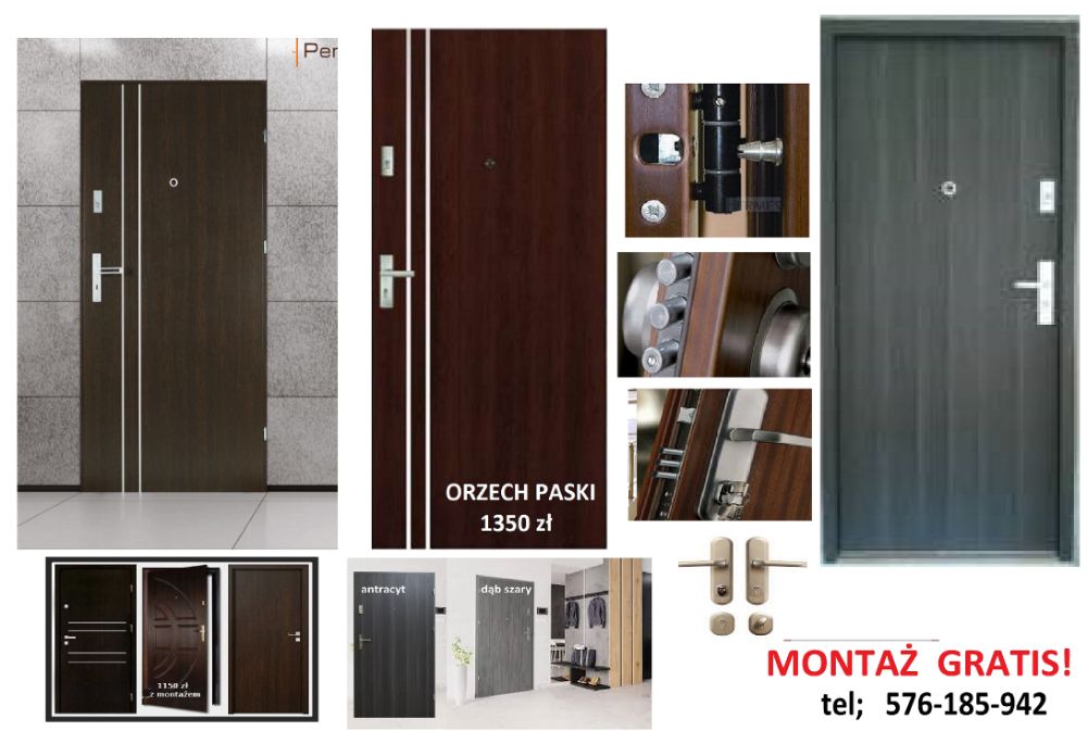 Drzwi zewnętrzne, BLOKI drzwi WEJŚCIOWE z montażem drewniane metalowe