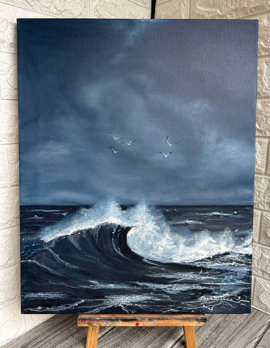 Картина Морський пейзаж Морська волна Полотно 50/40 Олія