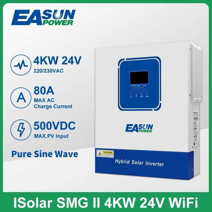Продам гибридный инвертор Easun 4KW 24V WIFI, а также другие инвертора