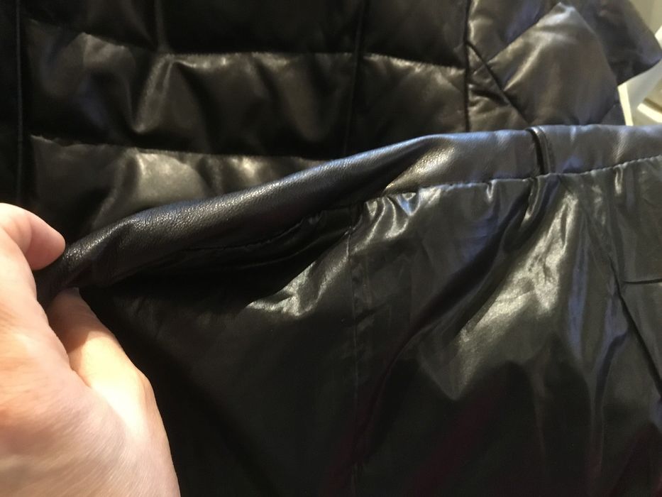 Женский кожаный пуховик