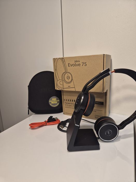Słuchawki nauszne z mikrofonem Jabra Evole 75 + Etui + Stojak