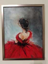 Dekoracja ścienna obraz Kobieta w czerwonej sukni 40x30cm