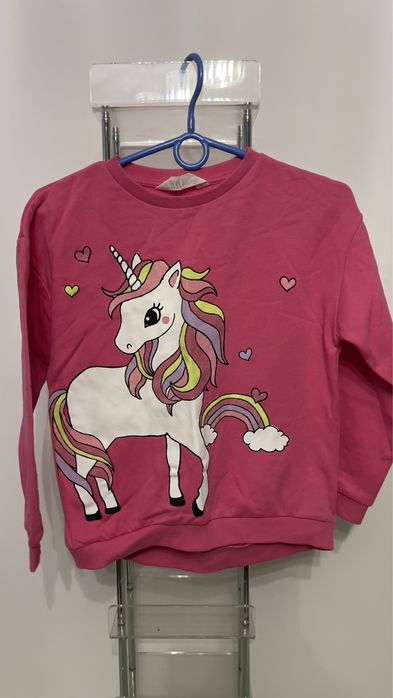 Bluza jednorożec różowa brokat H&M 134/140 ocieplana