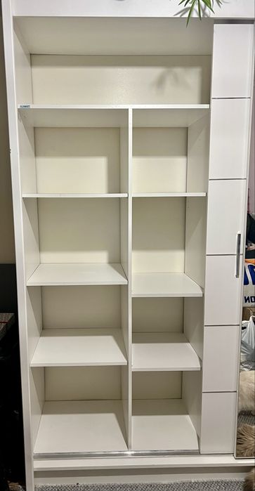 Biała Szafa 200 cm z drzwiami przesownymi z lustrem