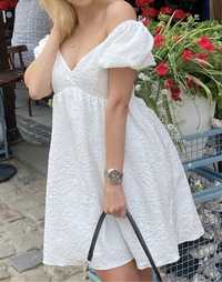 Платье сукня плаття біле белое  нарядное зефирка  жакард пуфы
