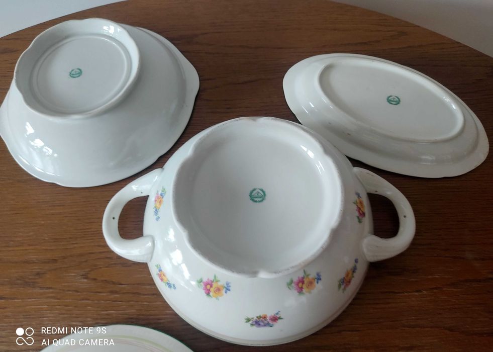Chodzież stara porcelana 3 części waza, misa, półmisek