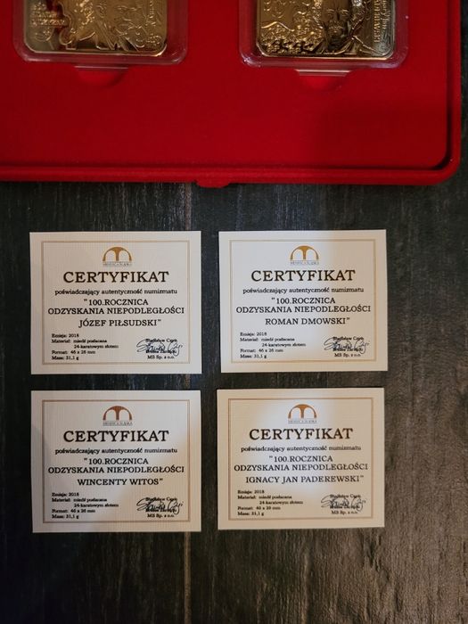 Numizmaty pozłacane 100 rocznica odzyskania niepodległości