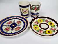 keramik Austria zestaw kubków z talerzykami kubek talerz