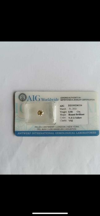 Diamante 0.5 Cts. / VS2 / Cor Amarelada