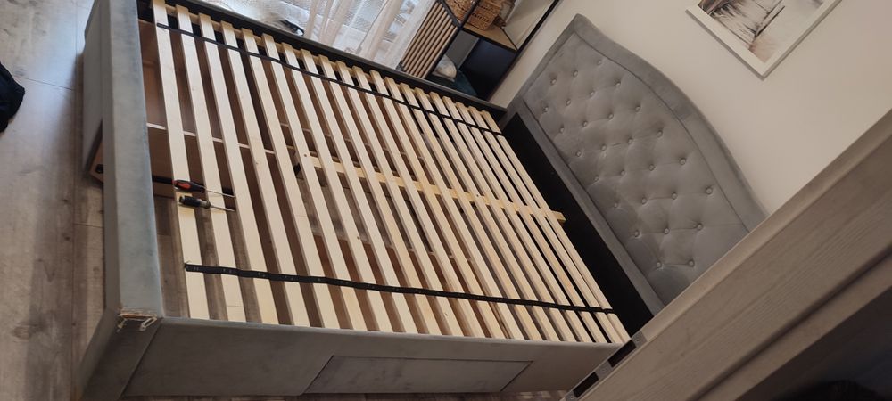 Łóżko 160x200 tapicerowane stelaż bez materaca 4 szuflady