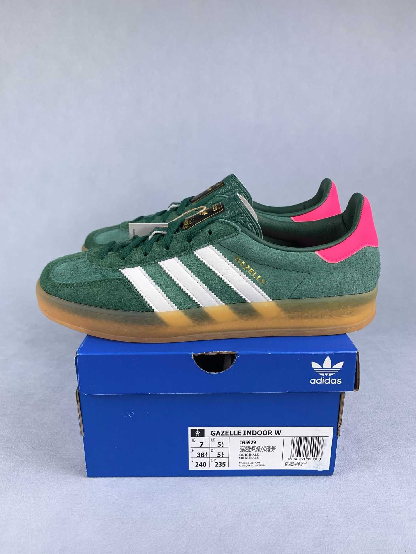 Adidas Gazelle Indoor Collegiate Green Pink Жіночі Адідас Газель