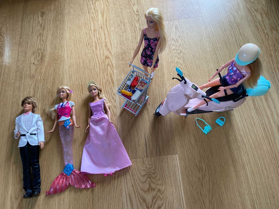 Barbie Mattel - 3 szt. + Ken + Smiki Viki lalka ze skuterem - 5 szt.