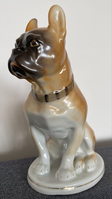 łomonosow porcelana figurka pies buldog PRL