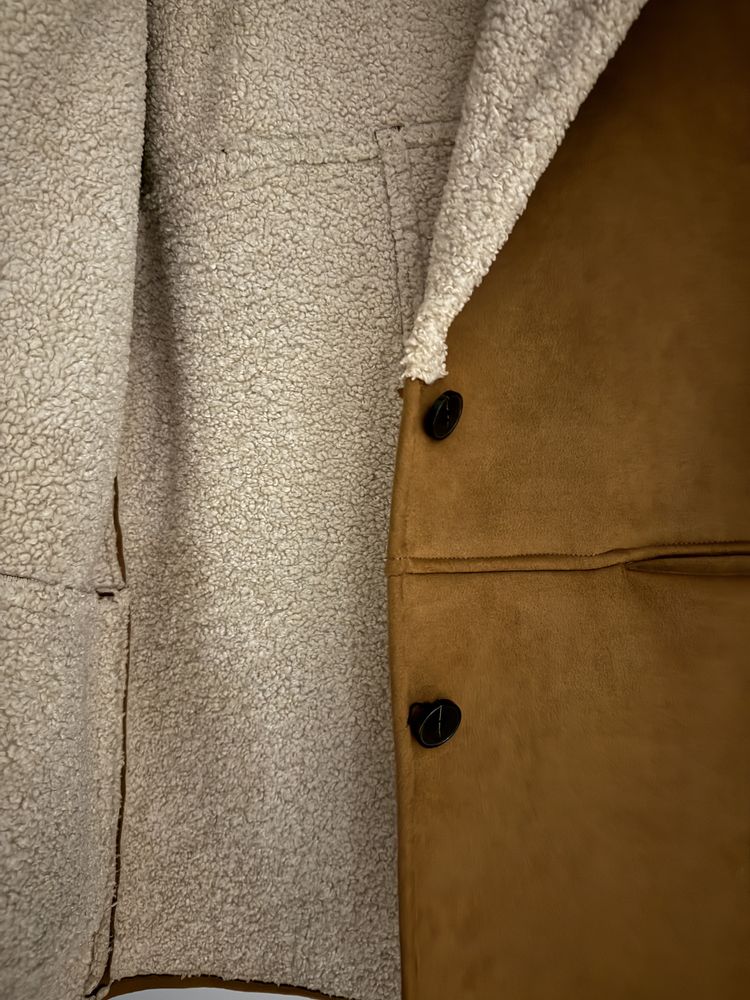 Kurtka kożuch Stradivarius (brąz, camel, roz. M)