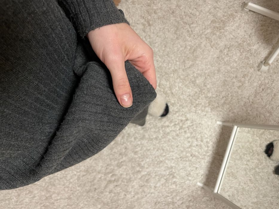 Осінній костюм трикотажний сірий, з сфертом, на резинці,