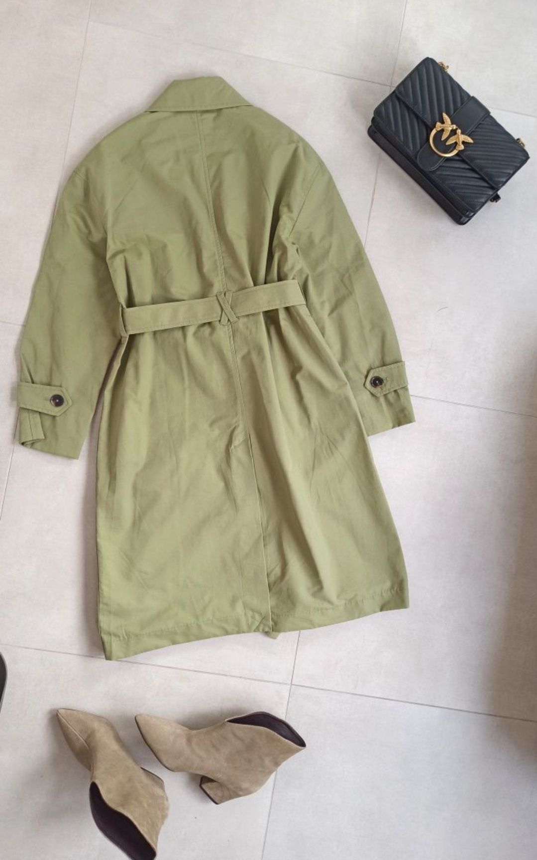 Bershka trencz płaszcz wiosenny XS 34 zielony