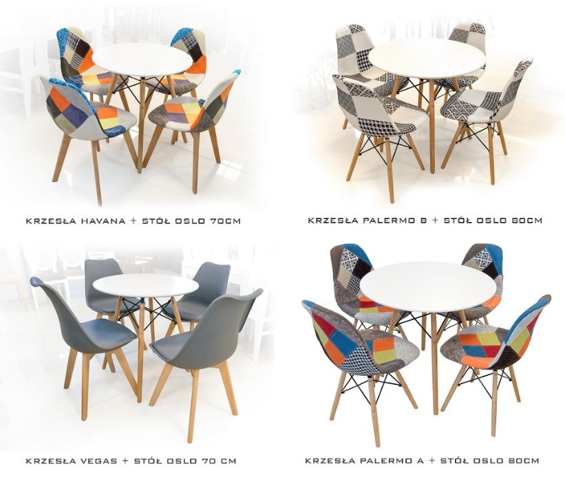 Stół BERGEN 120 + 4 Krzesła YORK DSW Skandynawskie