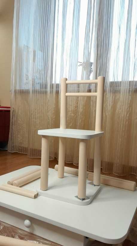 Столик дерев'яний дитячий стільчики білий стол детский лдсп