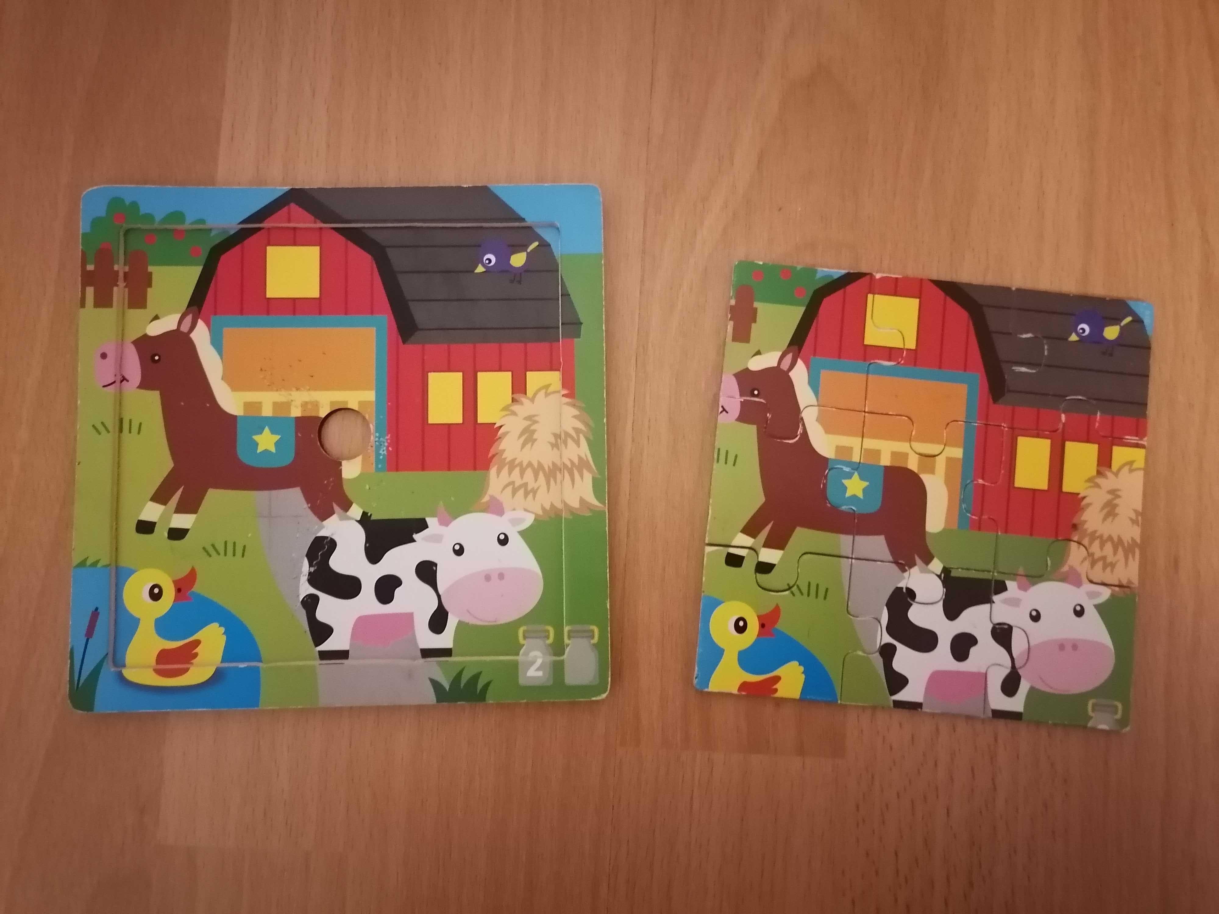 3x puzzle TREFL Puchatek 24 el. Maxi + układanka drewniana i piankowa