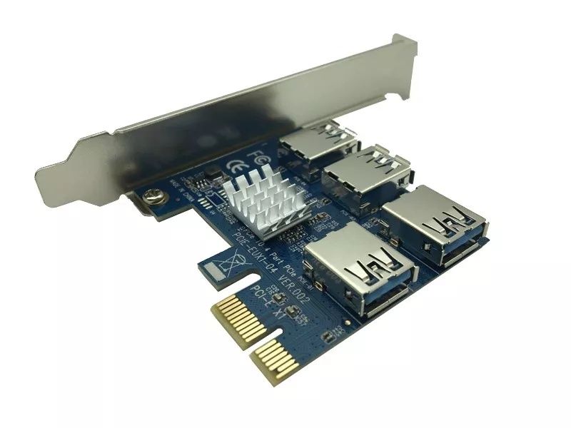 Плата расширения райзеров Riser Card PCI 1x7 PCIE USB 3.0