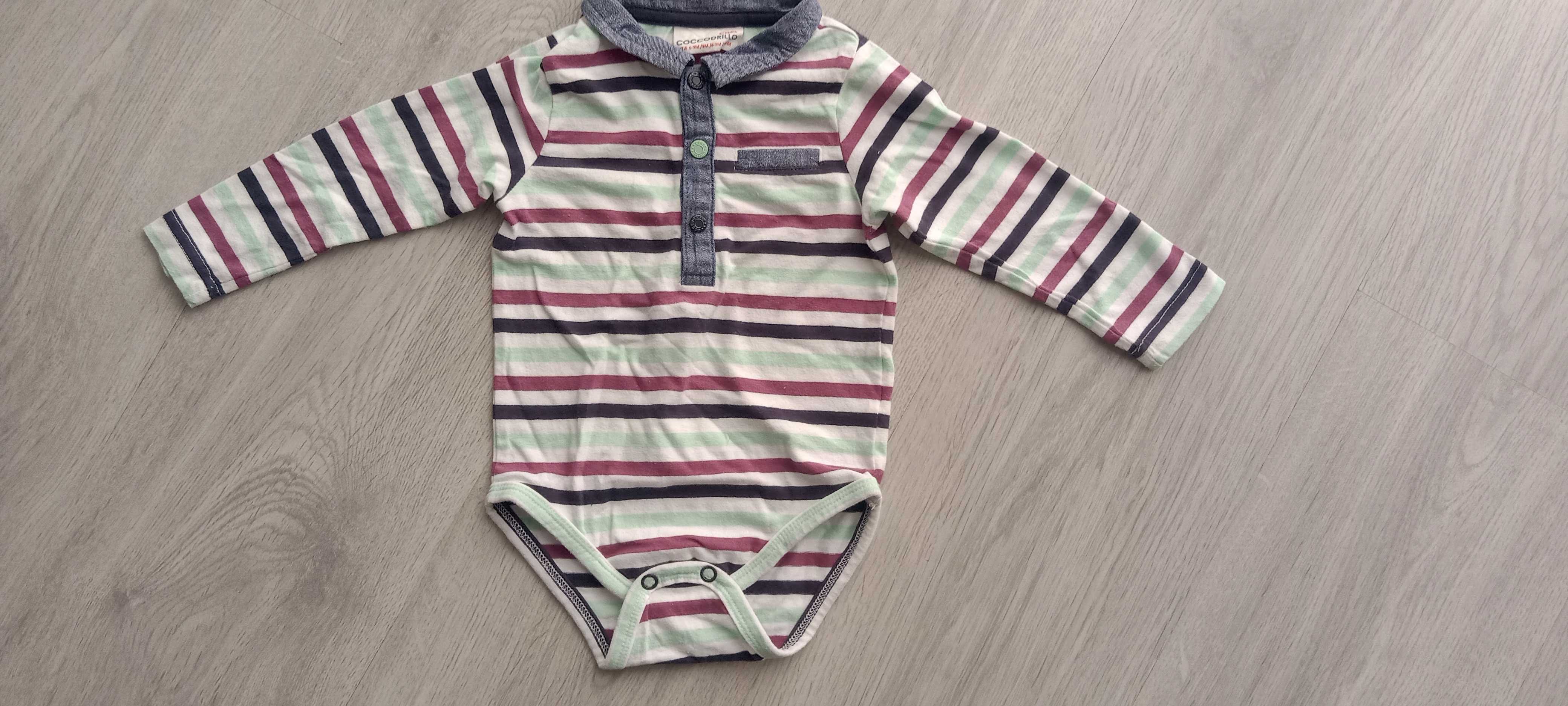 Body bawełna paski z kołnierzykiem 6-9m-cy cocodrillo