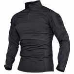 Bluza Taktyczna Czarna Wzmocniona Kieszenie Rzepy Polar Wojskowy M