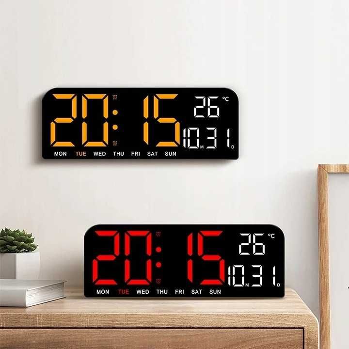 Zegar LED Pomarańczowy Biurkowy Ścienny Alarm Termometr Minutnik