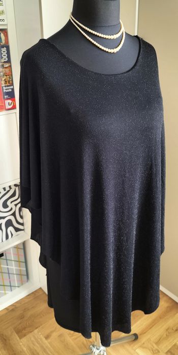 Czarna sukienka z połyskiem luźna plus size impreza wieczorowa 42 44