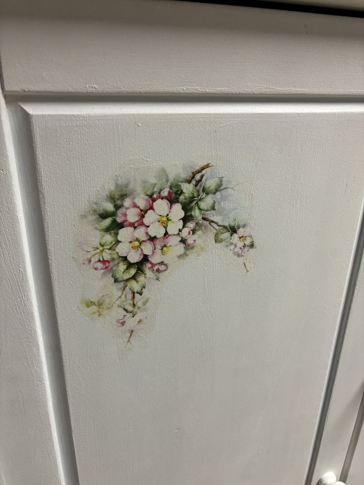 Szafka mała szafa  biała kwiaty Shabby Prowansja