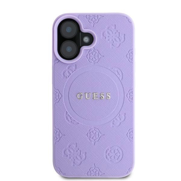 Etui Guess do iPhone 16 MagSafe Hardcase Saffiano Peony Logo Violet