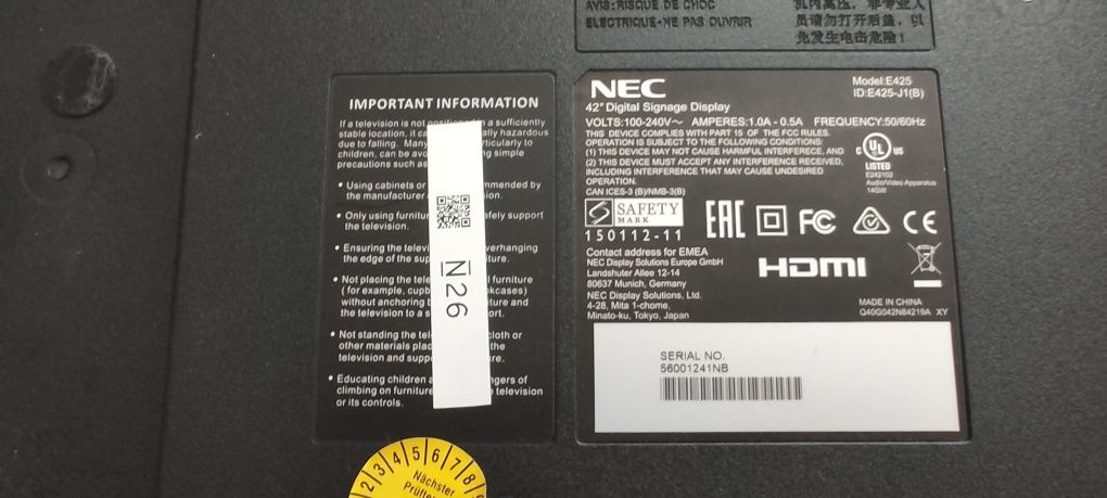Monitor NEC model 425, 42 całe