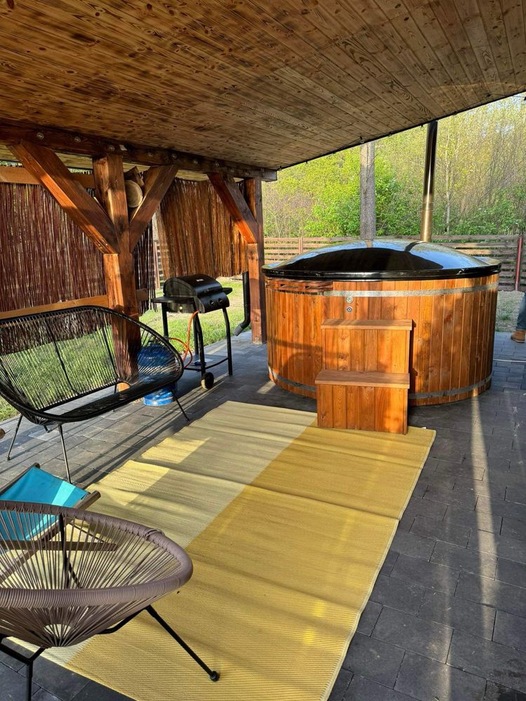 Domek letniskowy z jacuzzi (termobania), sauna, staw, 7-osobowy